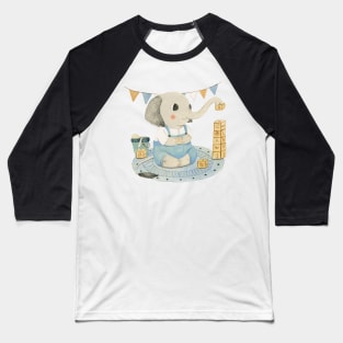 Elephant with Cubes Baseball T-Shirt